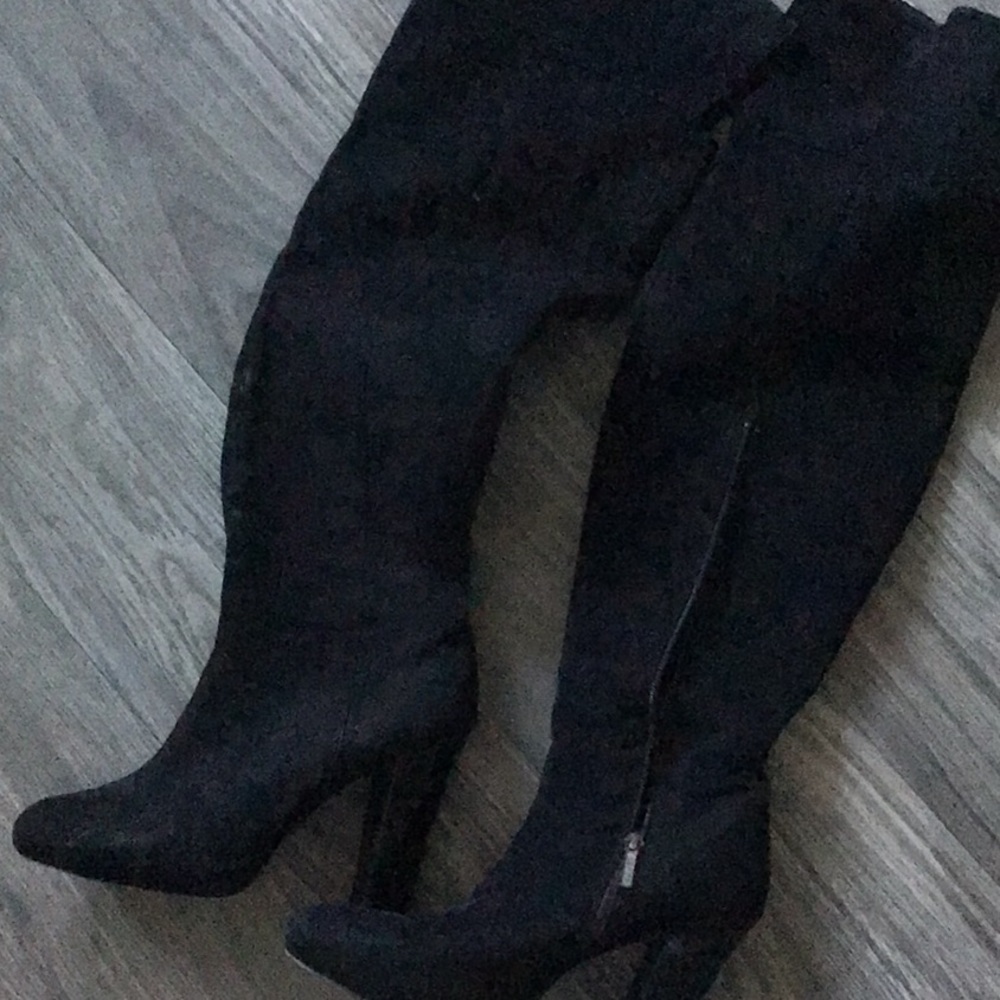 Black high thigh boots Kardashian's collection